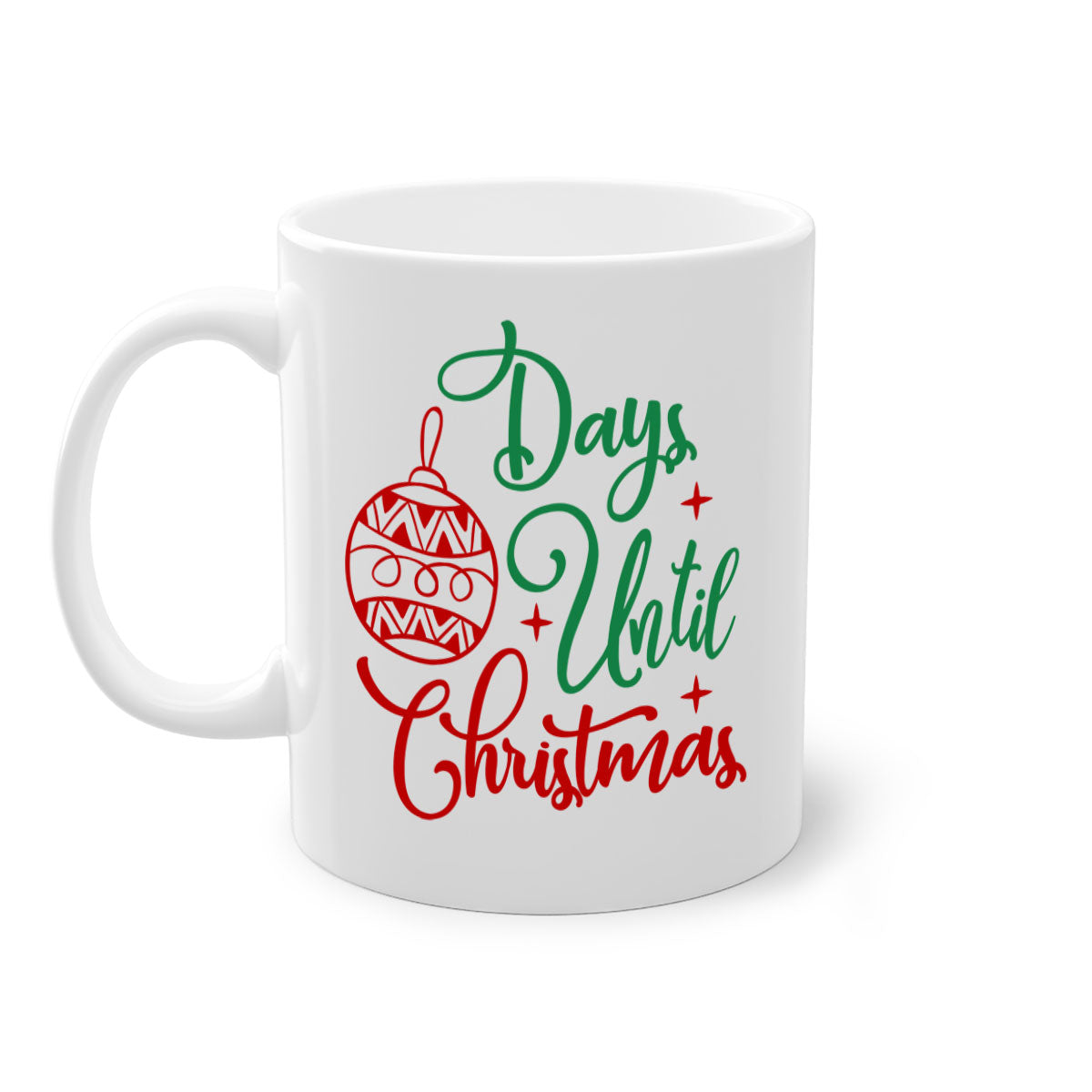 A stylish two-tone Christmas mug featuring a colored handle and glossy finish, perfect for coffee or tea lovers during the holiday season.