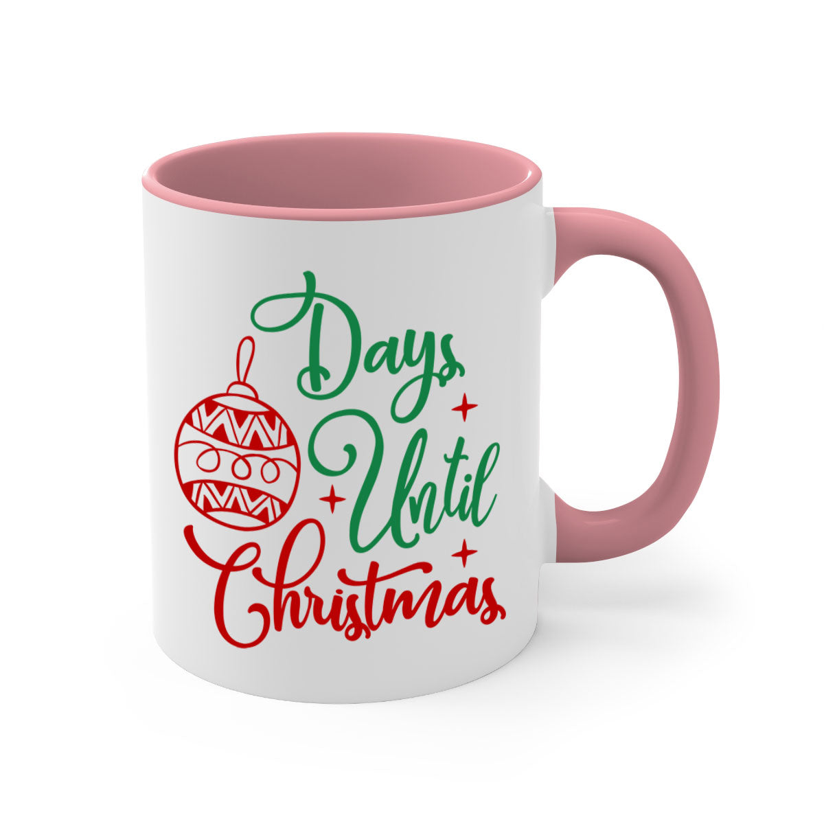 A stylish two-tone Christmas mug featuring a colored handle and glossy finish, perfect for coffee or tea lovers during the holiday season.