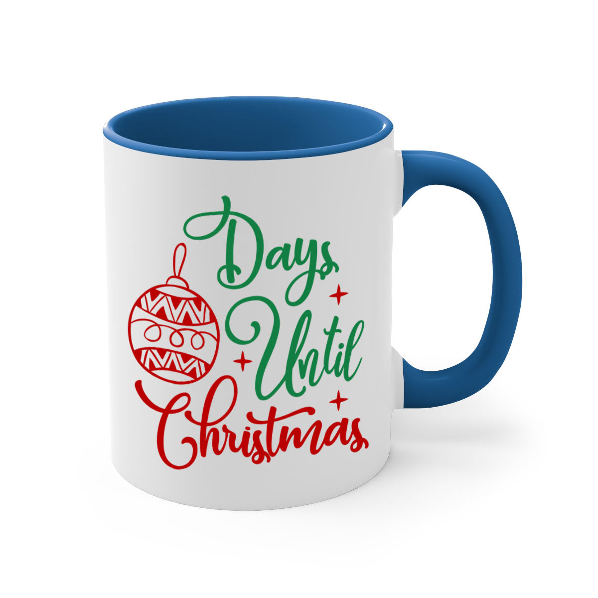 A stylish two-tone Christmas mug featuring a colored handle and glossy finish, perfect for coffee or tea lovers during the holiday season.