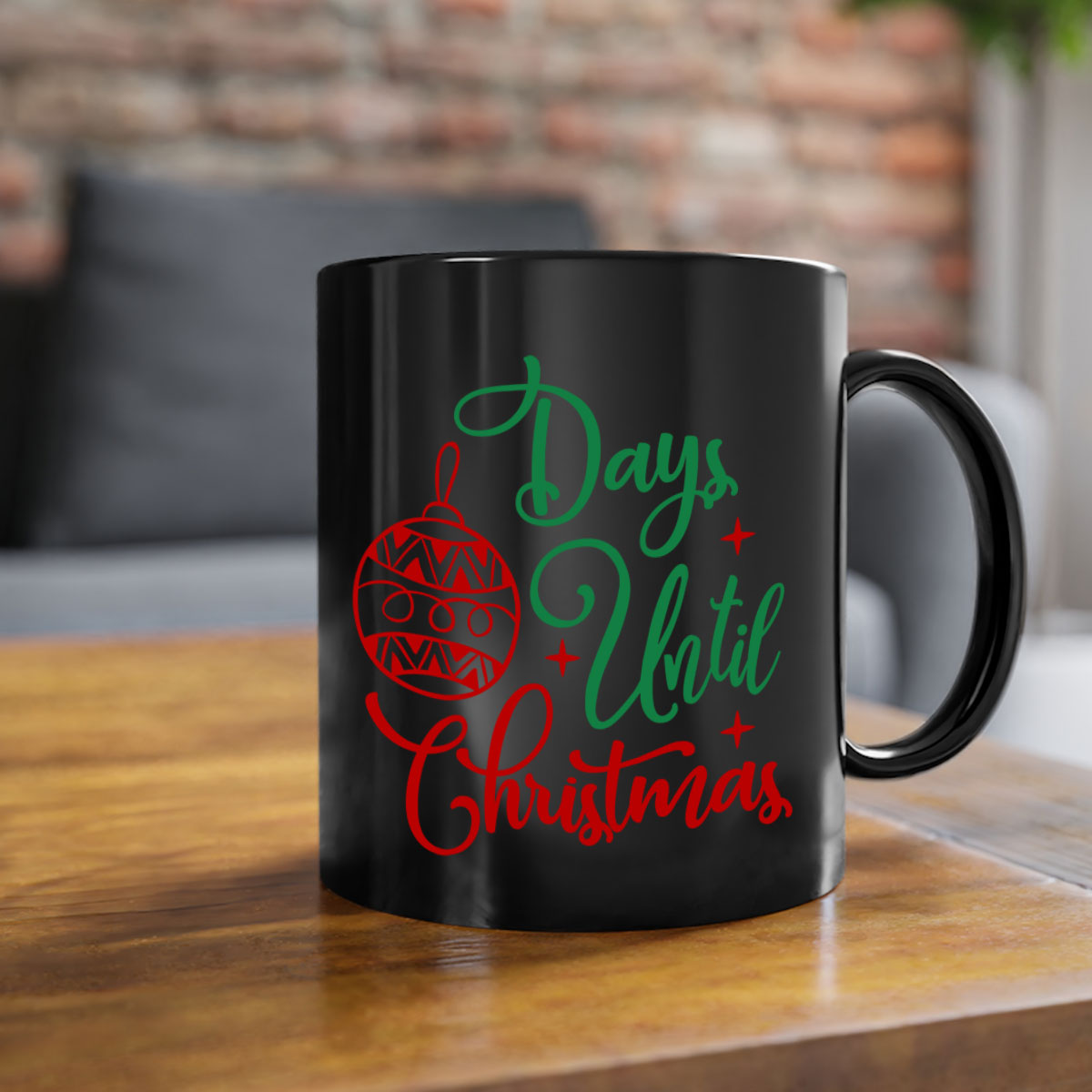 A stylish two-tone Christmas mug featuring a colored handle and glossy finish, perfect for coffee or tea lovers during the holiday season.