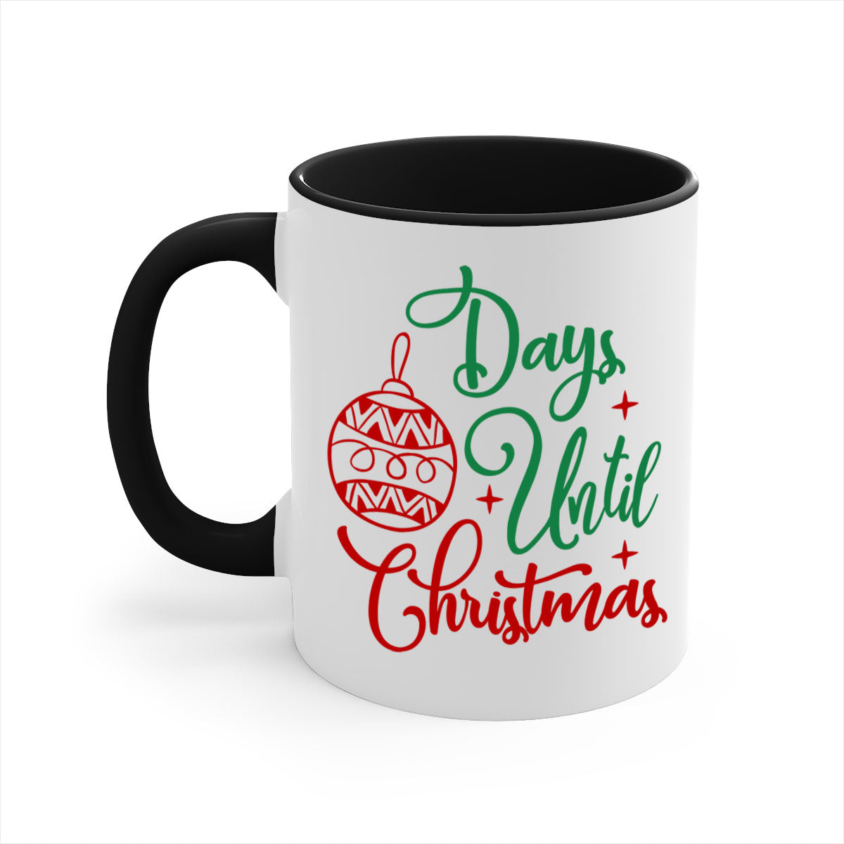 A stylish two-tone Christmas mug featuring a colored handle and glossy finish, perfect for coffee or tea lovers during the holiday season.