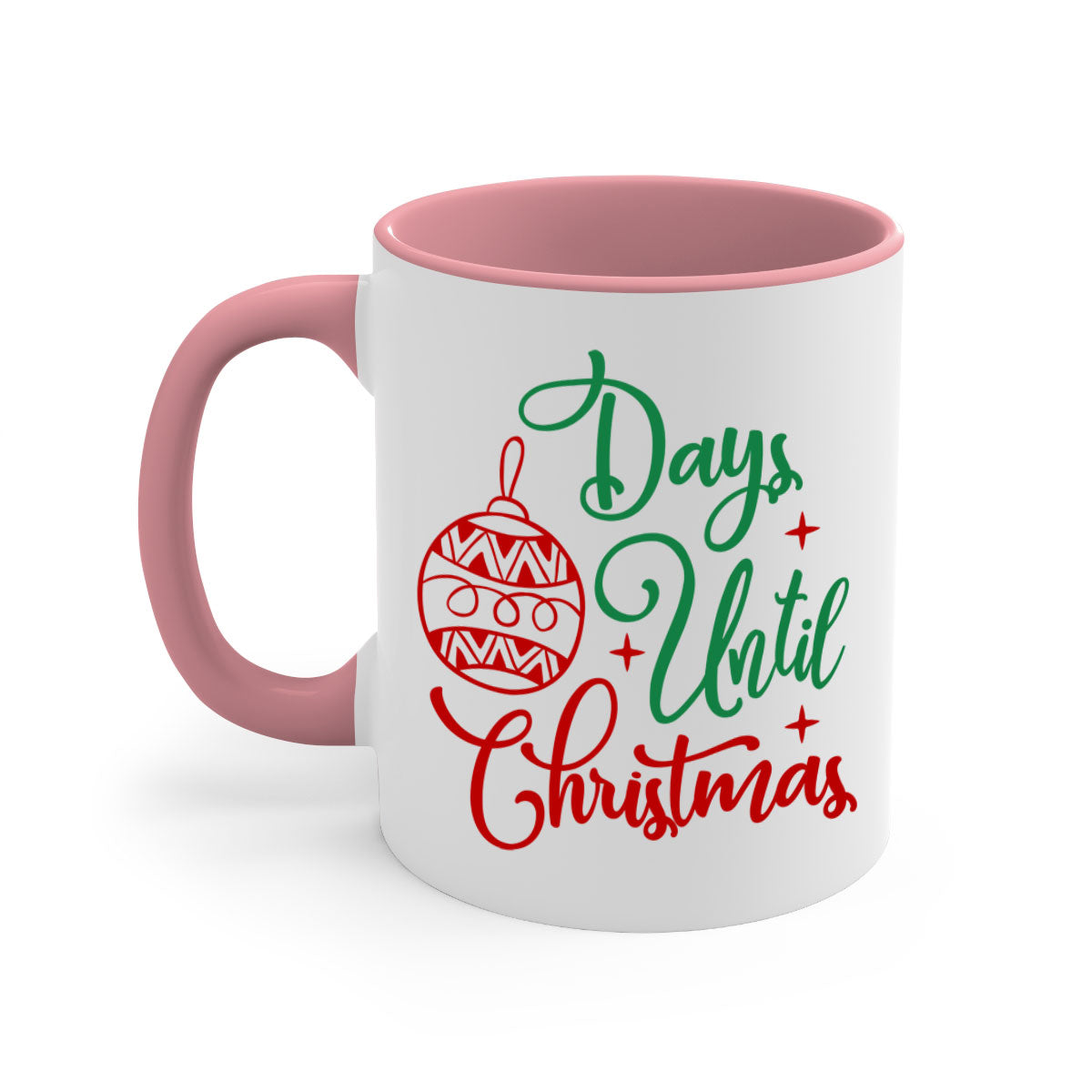 A stylish two-tone Christmas mug featuring a colored handle and glossy finish, perfect for coffee or tea lovers during the holiday season.
