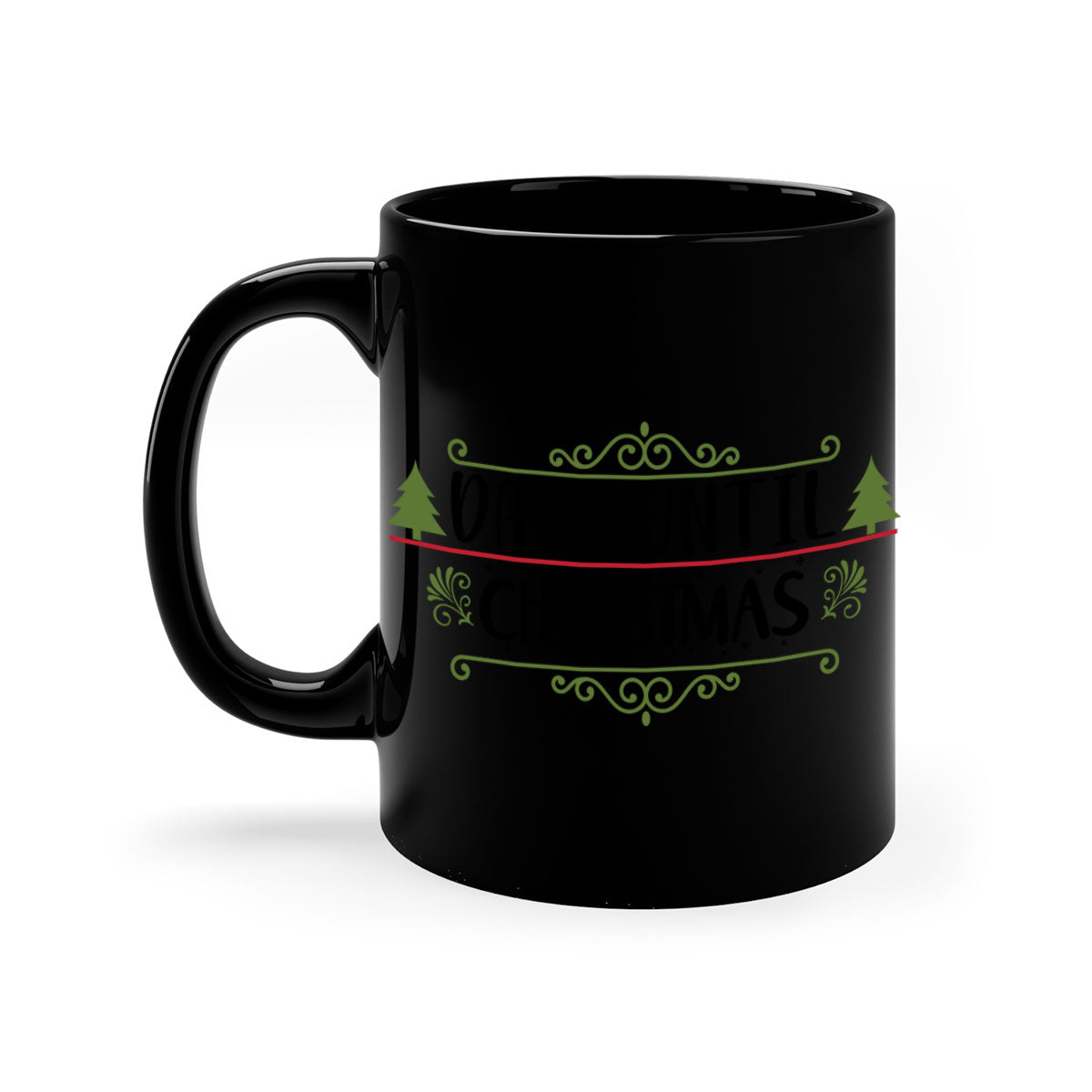A stylish two-tone Christmas mug with a colored handle and glossy finish, perfect for coffee or tea during the holiday season.