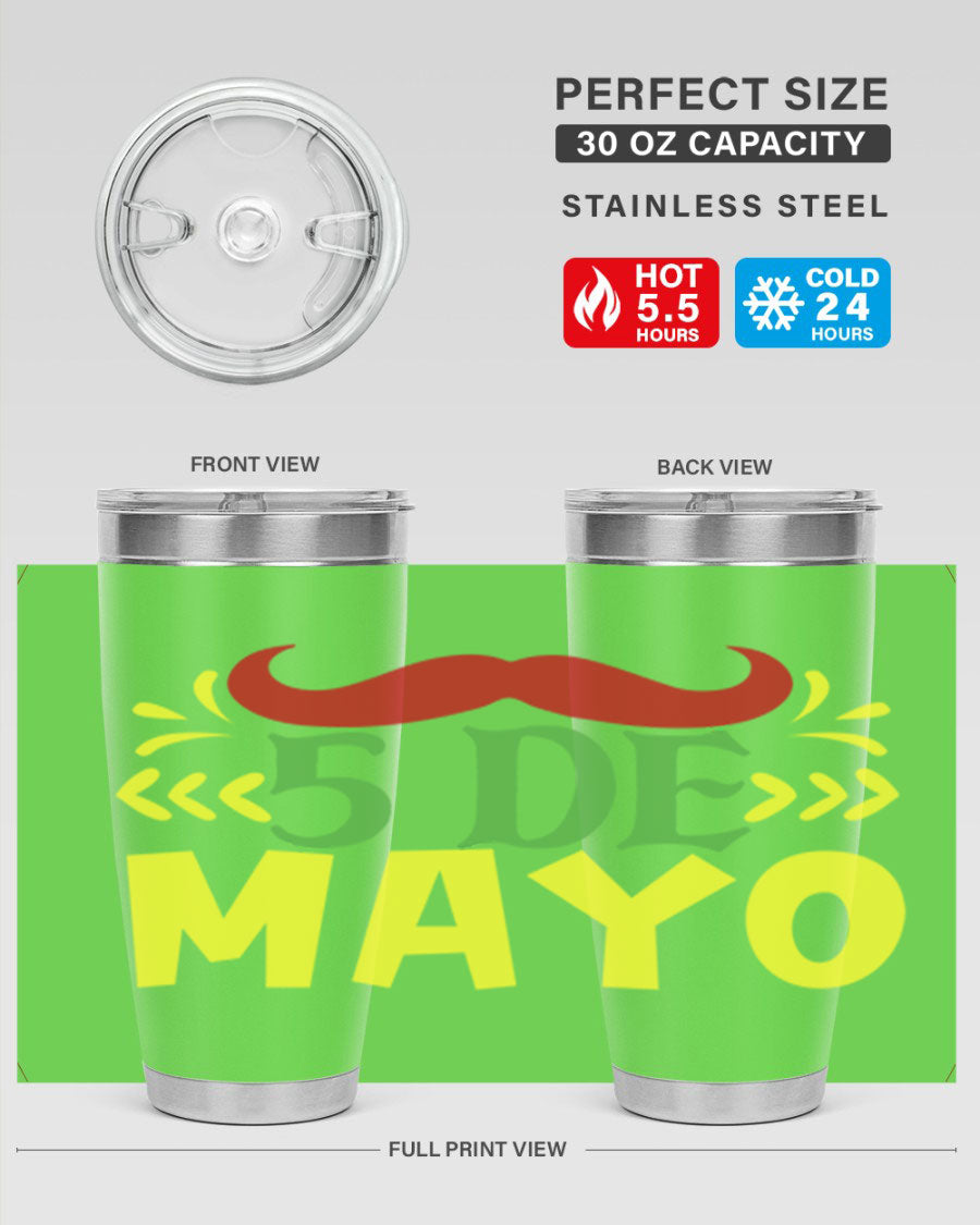 20oz de mayo 5# Cinco de Mayo tumbler featuring double wall vacuum stainless steel and vibrant design.