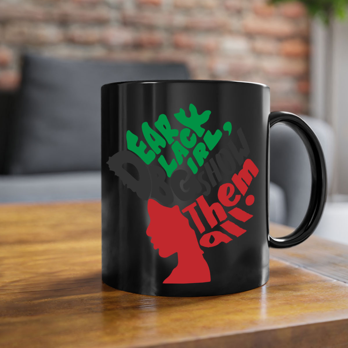 Dear Black Girl Show Them All Color 175# Mug featuring a glossy finish, colored handle, and interior, available in multiple colors.