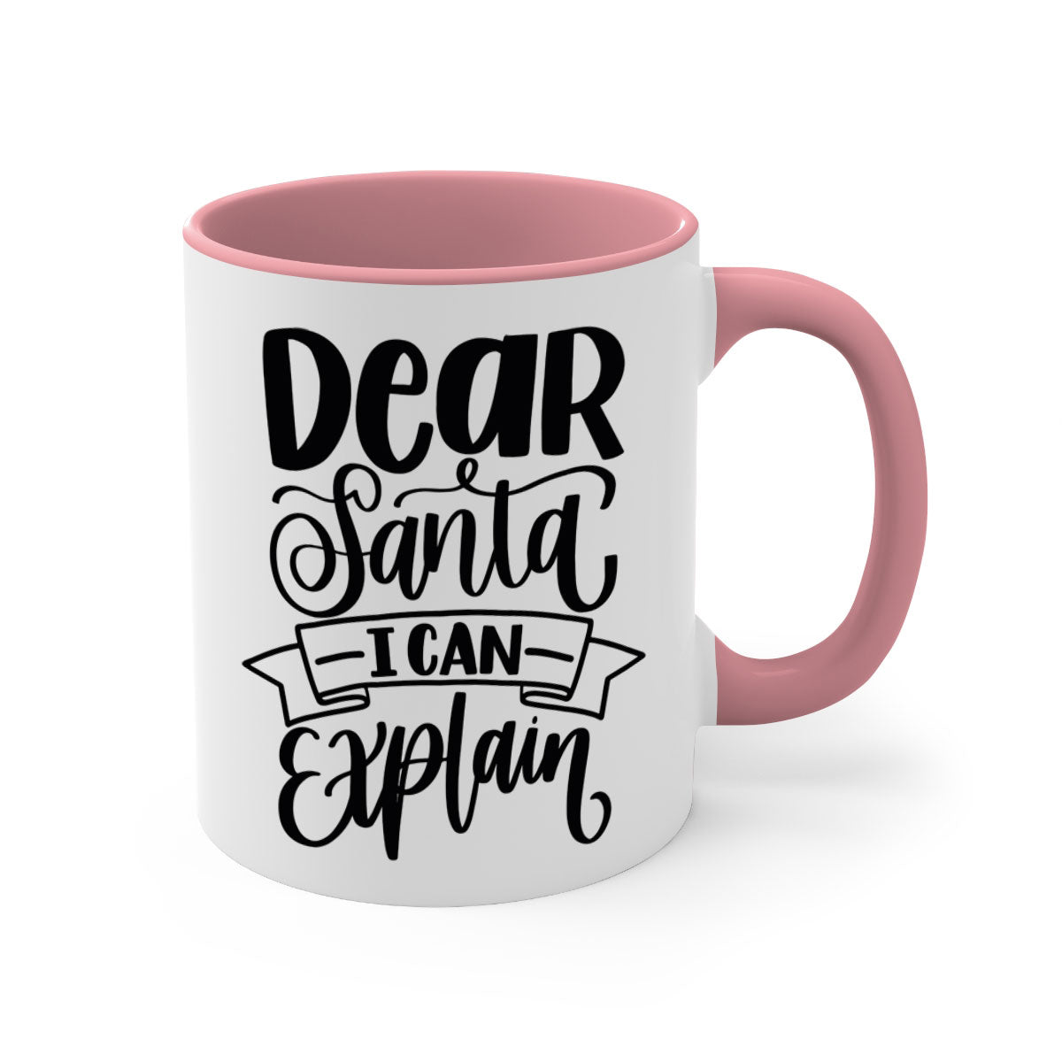 Dear Santa I Can Explain Mug with colorful handle and glossy finish, perfect for coffee and tea lovers.