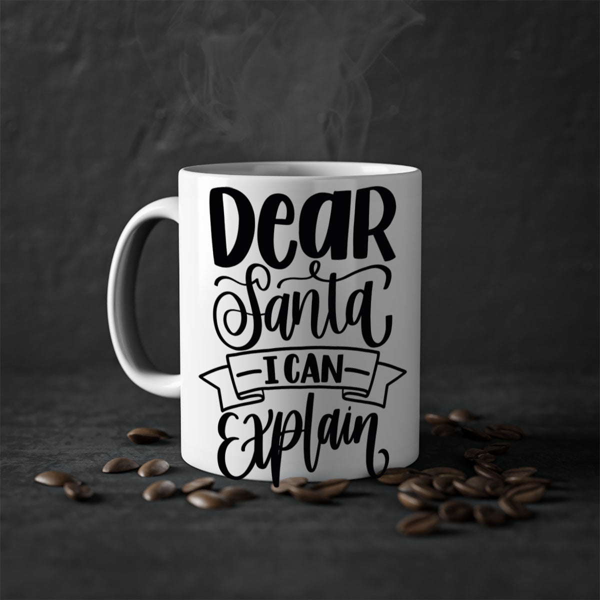 Dear Santa I Can Explain Mug with colorful handle and glossy finish, perfect for coffee and tea lovers.