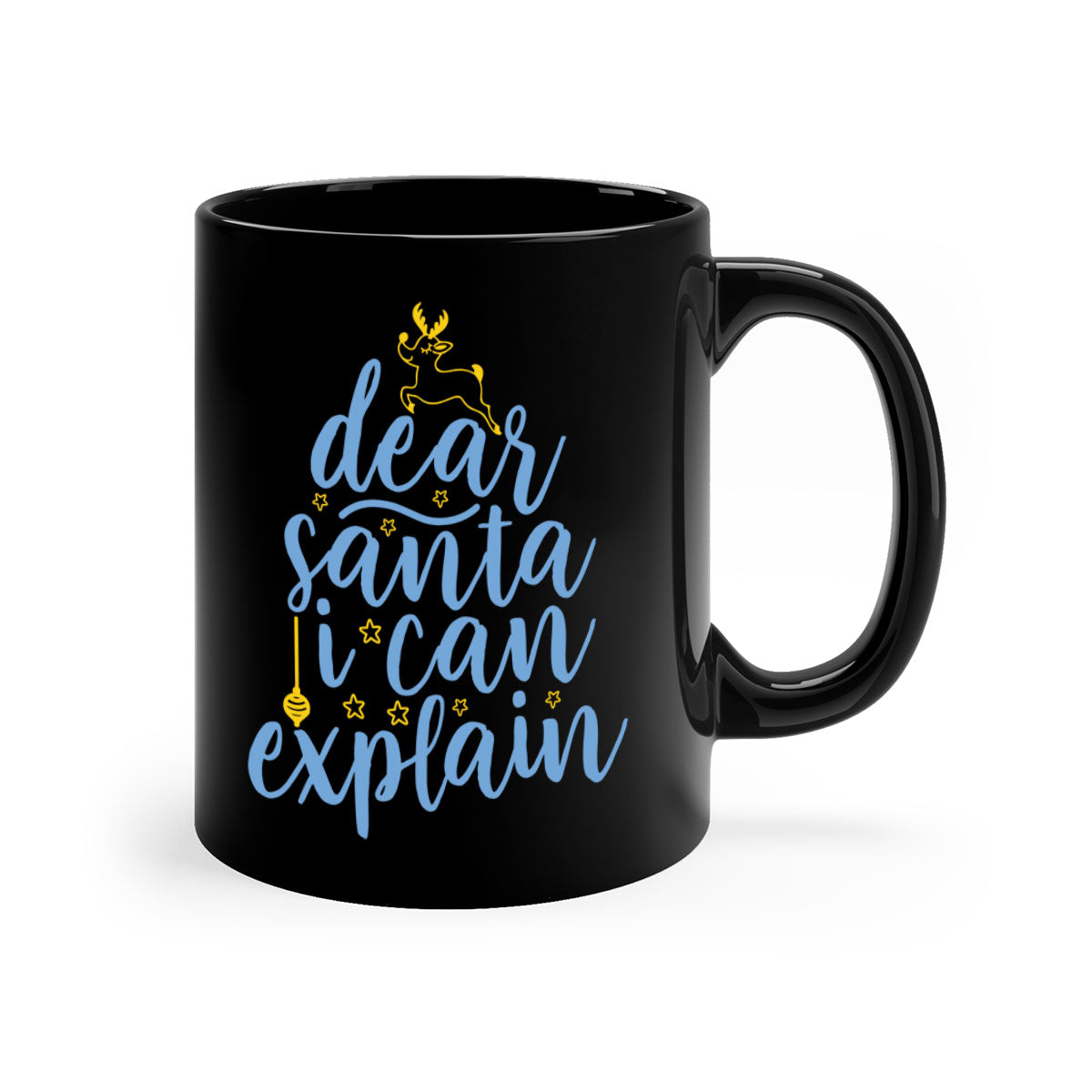 Dear Santa I Can Explain Mug with colorful handle and interior, showcasing a glossy finish and humorous design.