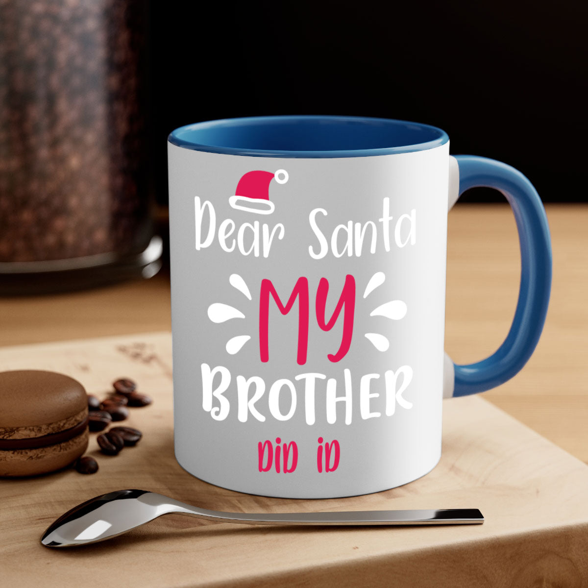 Dear Santa My Brother Did ID Style 175# Christmas Mug with a glossy finish and colorful handle, perfect for holiday beverages.