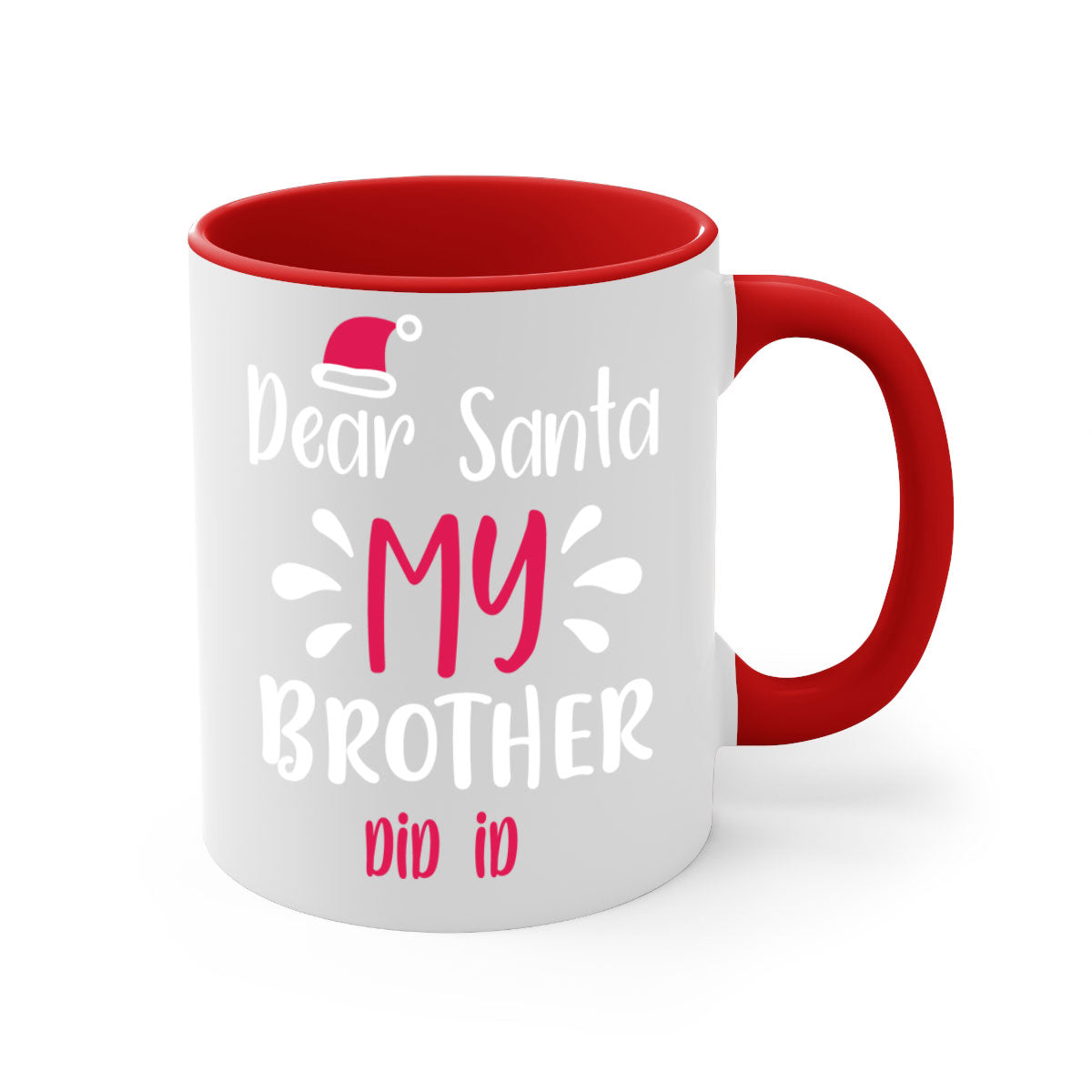 Dear Santa My Brother Did ID Style 175# Christmas Mug with a glossy finish and colorful handle, perfect for holiday beverages.