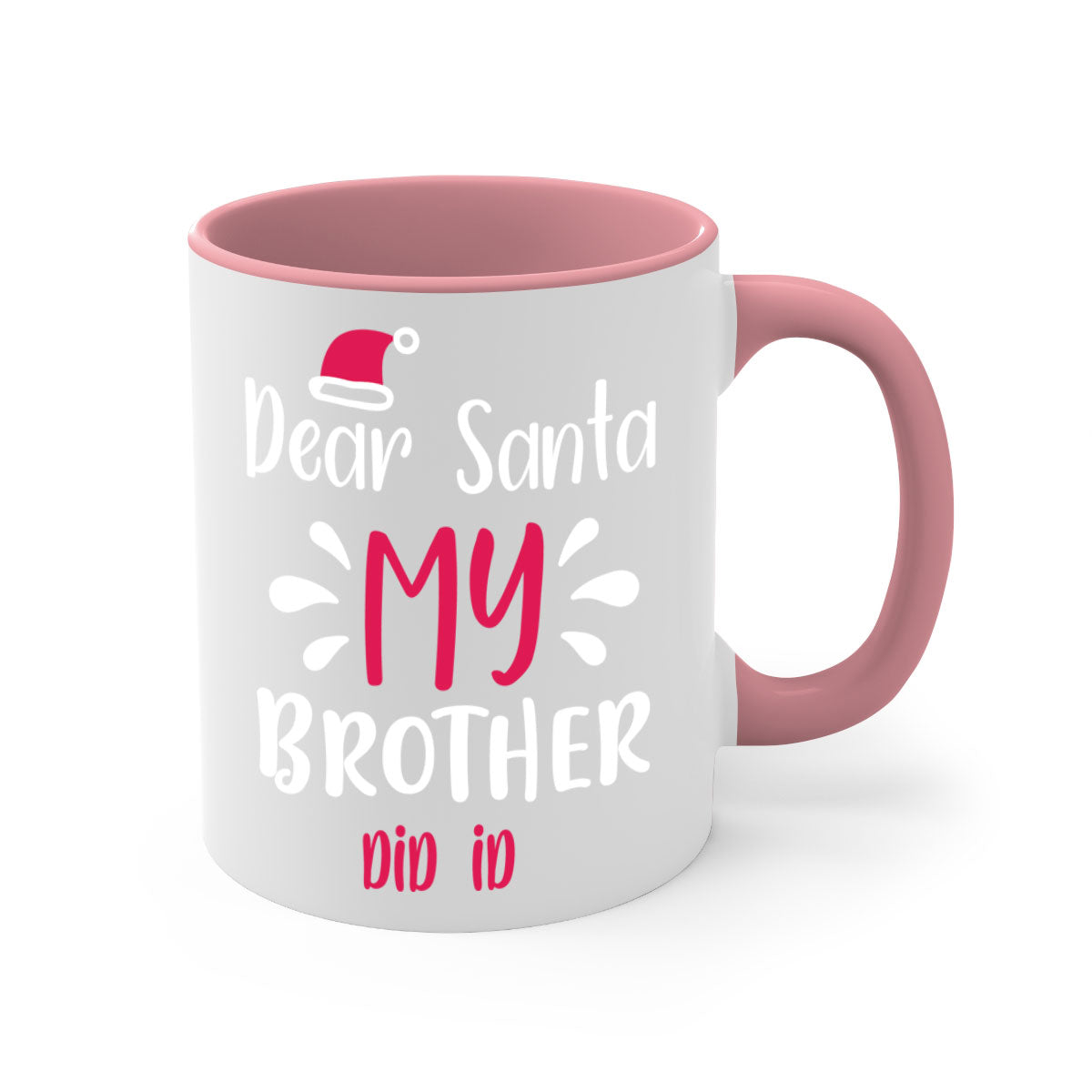 Dear Santa My Brother Did ID Style 175# Christmas Mug with a glossy finish and colorful handle, perfect for holiday beverages.