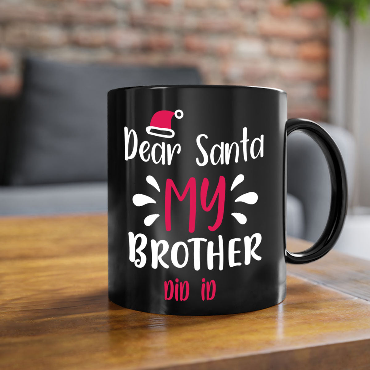 Dear Santa My Brother Did ID Style 175# Christmas Mug with a glossy finish and colorful handle, perfect for holiday beverages.