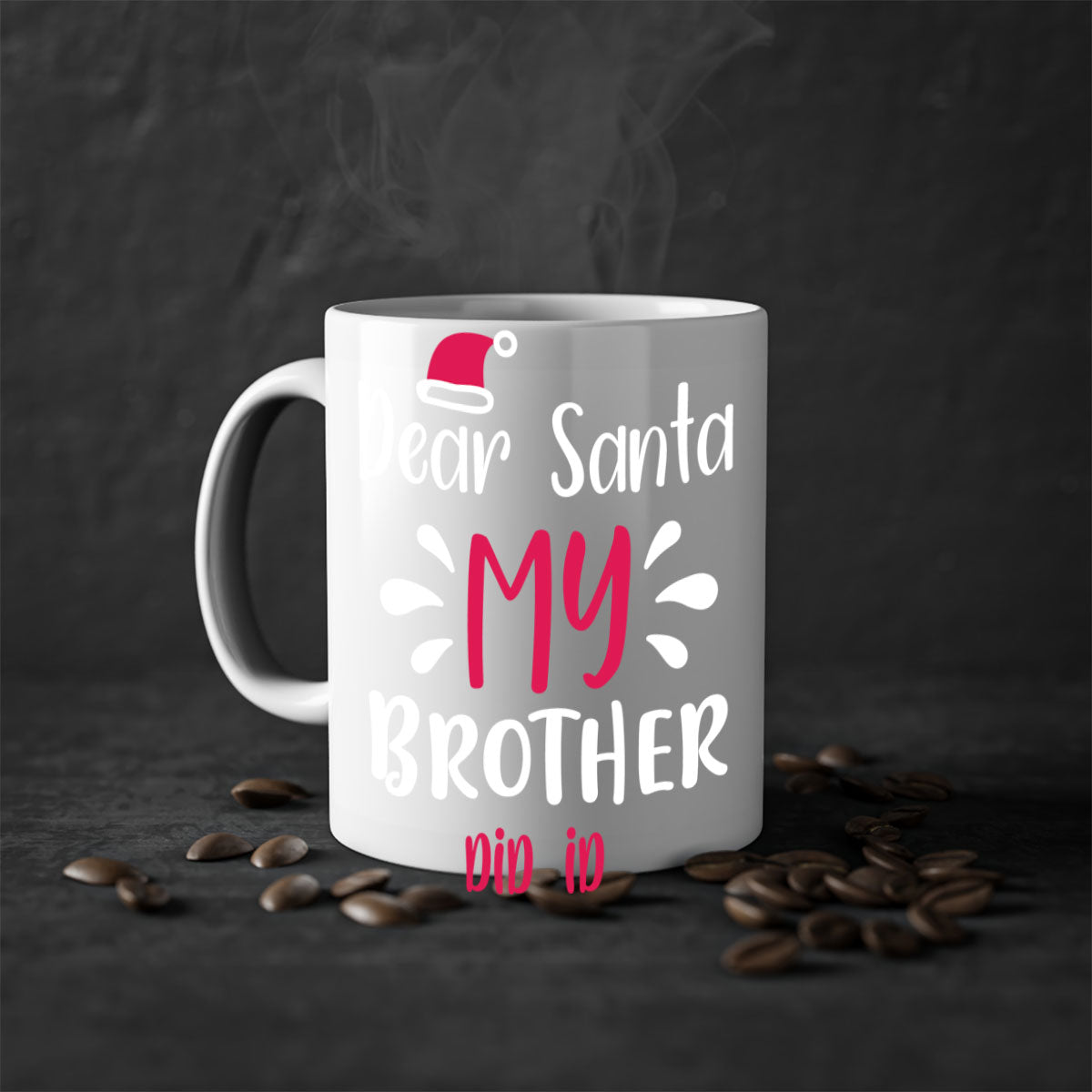 Dear Santa My Brother Did ID Style 175# Christmas Mug with a glossy finish and colorful handle, perfect for holiday beverages.