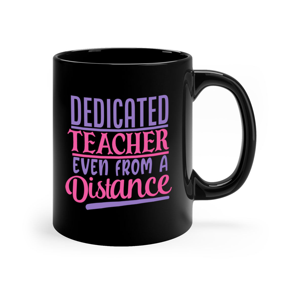 Dedicated teacher mug featuring a two-tone design with a colored handle and glossy finish, available in multiple colors.