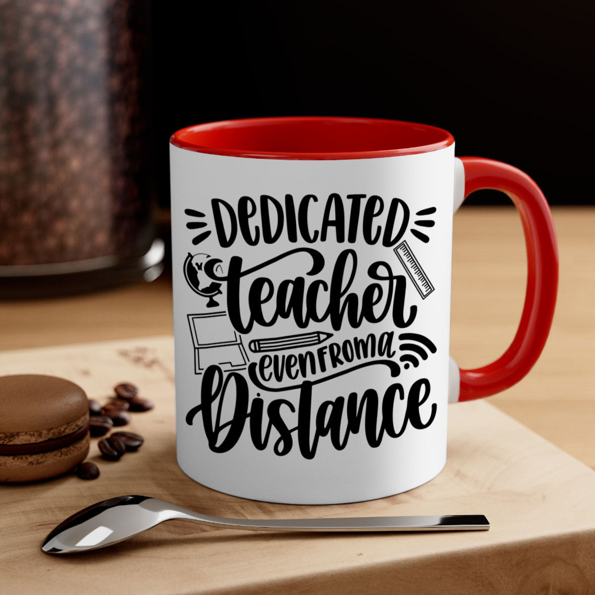 Dedicated Teacher Even Style 79# Mug with colorful handle and glossy finish, available in multiple colors and sizes.