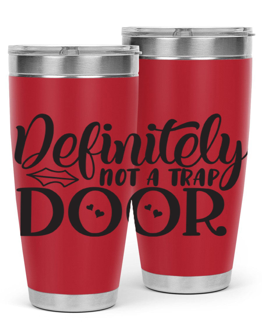 Definitely Not a Trap Door 78# Tumbler in stainless steel with a sleek design, perfect for hot and cold beverages.