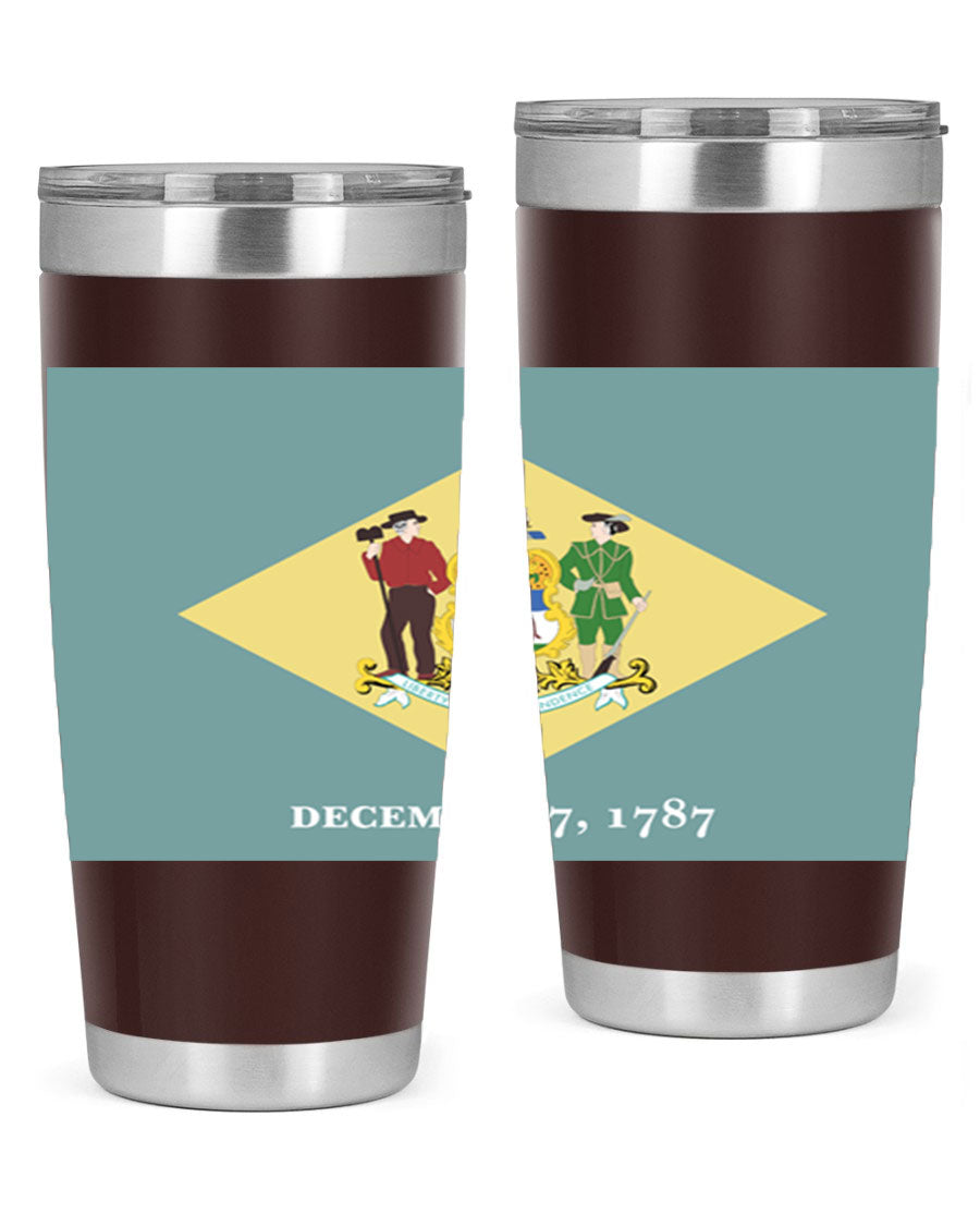 Delaware 44# US Flags Tumbler showcasing its stainless steel design and vibrant print.