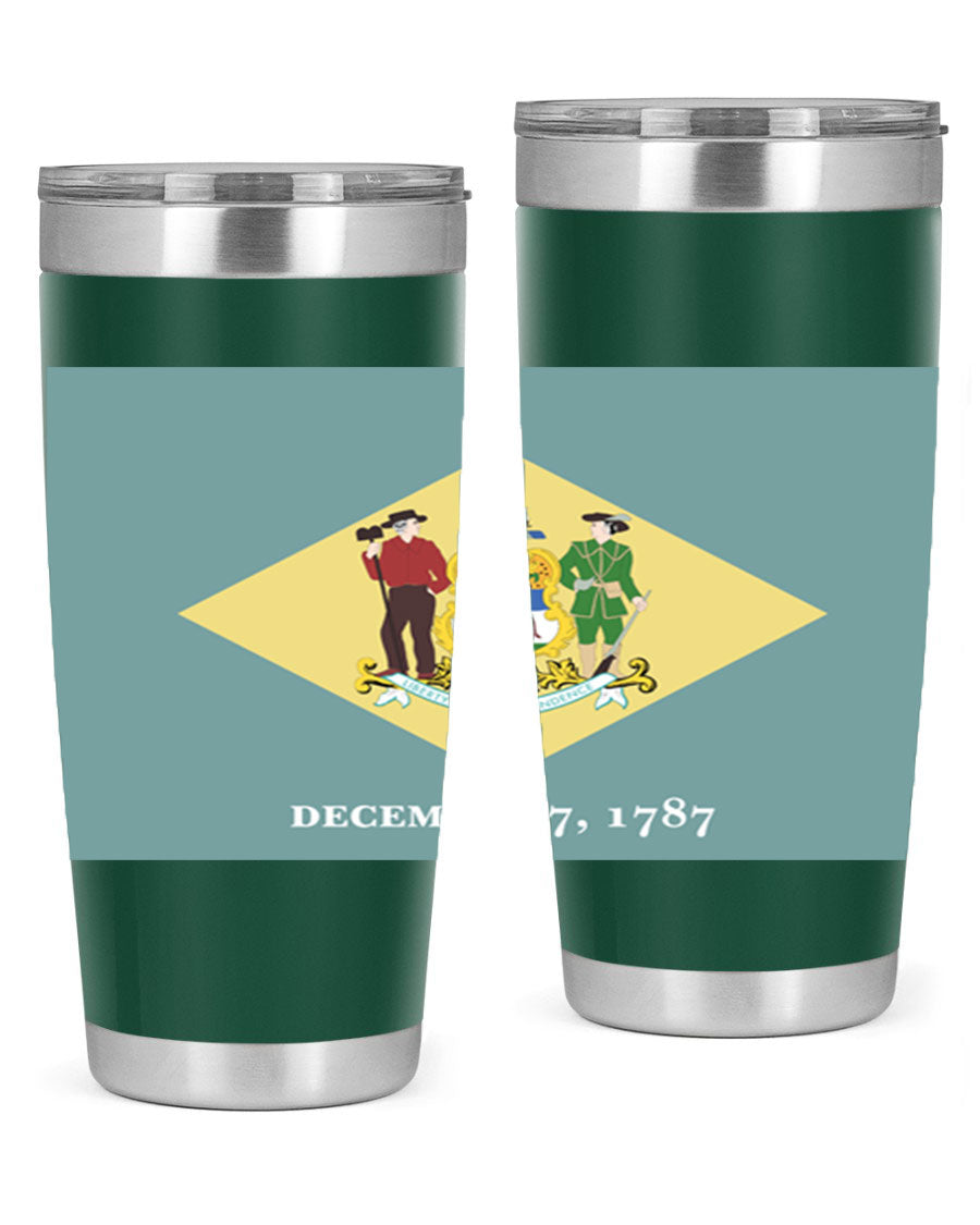 Delaware 44# US Flags Tumbler showcasing its stainless steel design and vibrant print.