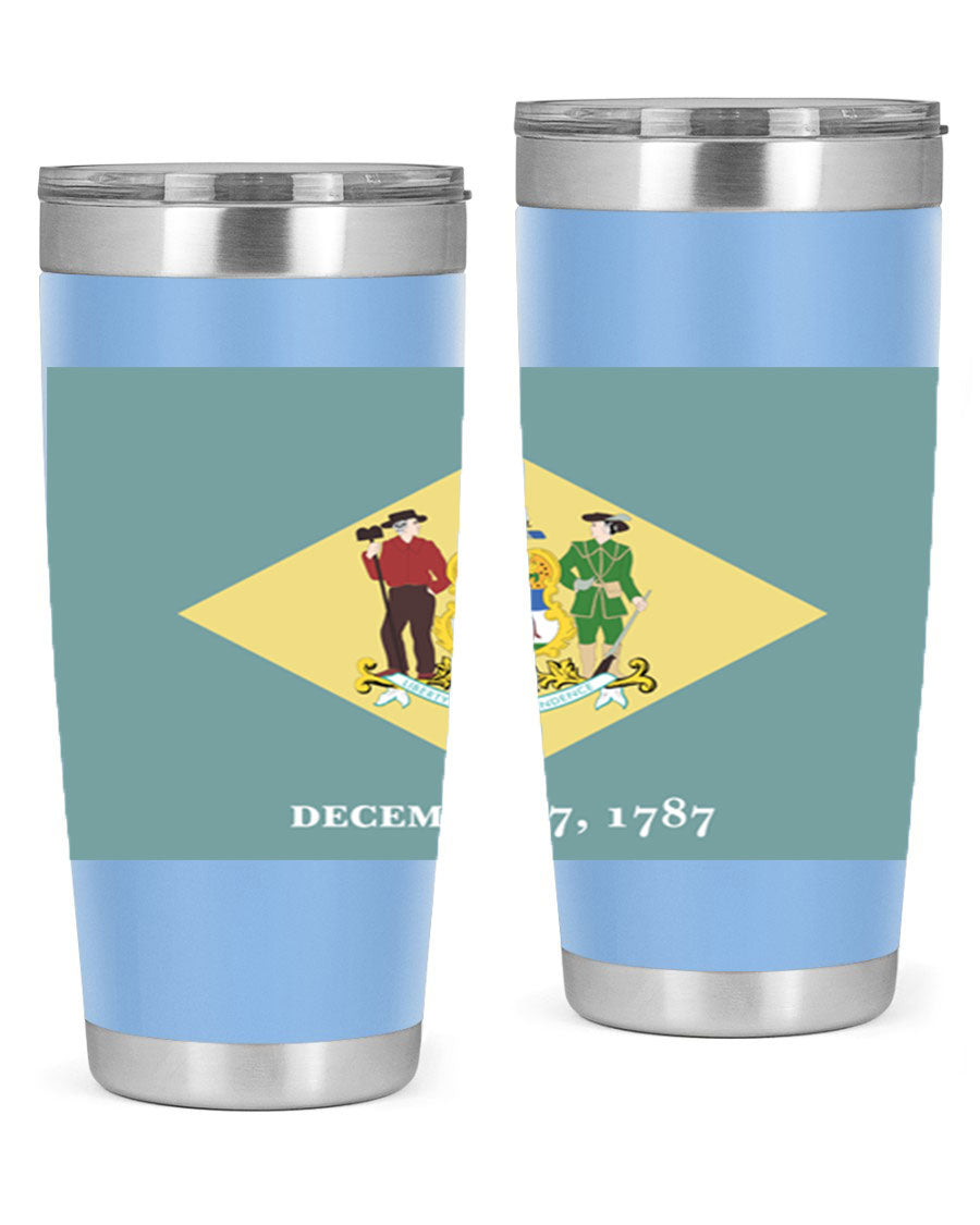 Delaware 44# US Flags Tumbler showcasing its stainless steel design and vibrant print.