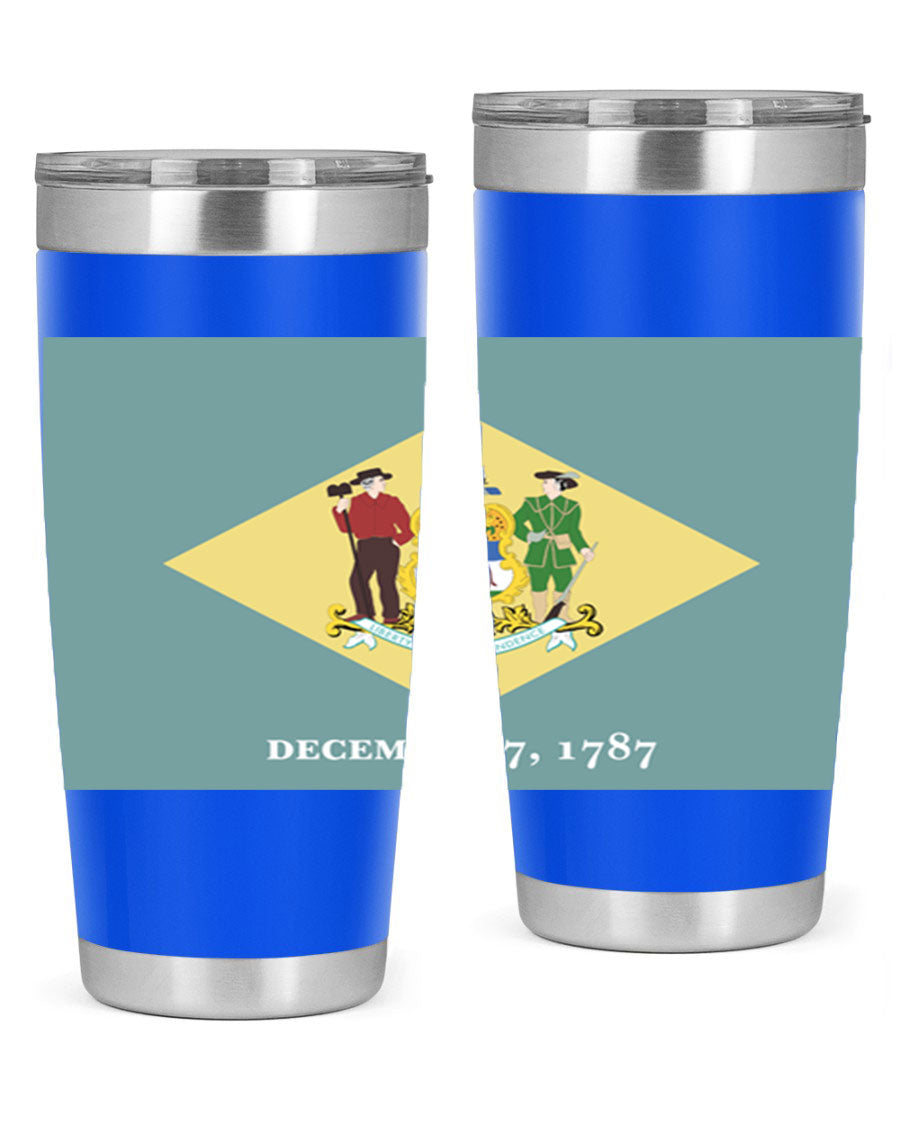Delaware 44# US Flags Tumbler showcasing its stainless steel design and vibrant print.