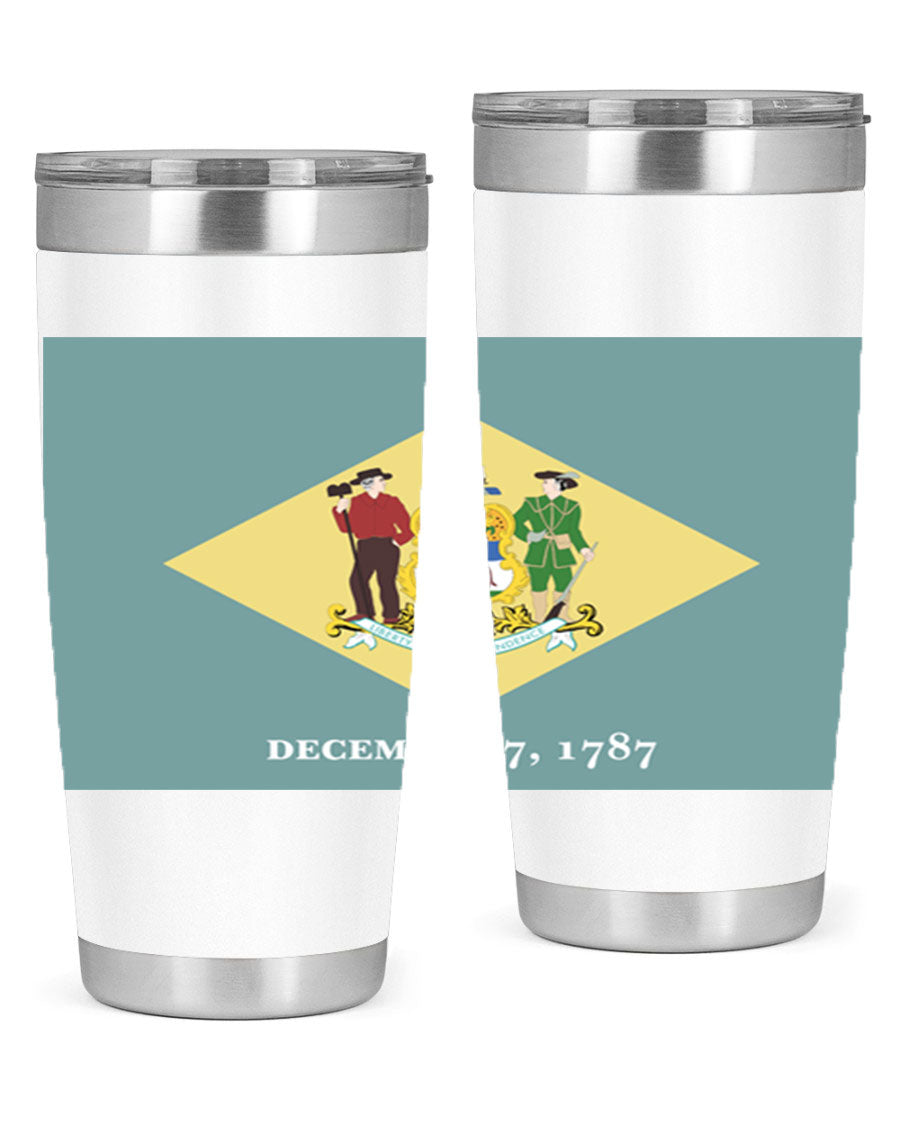 Delaware 44# US Flags Tumbler showcasing its stainless steel design and vibrant print.