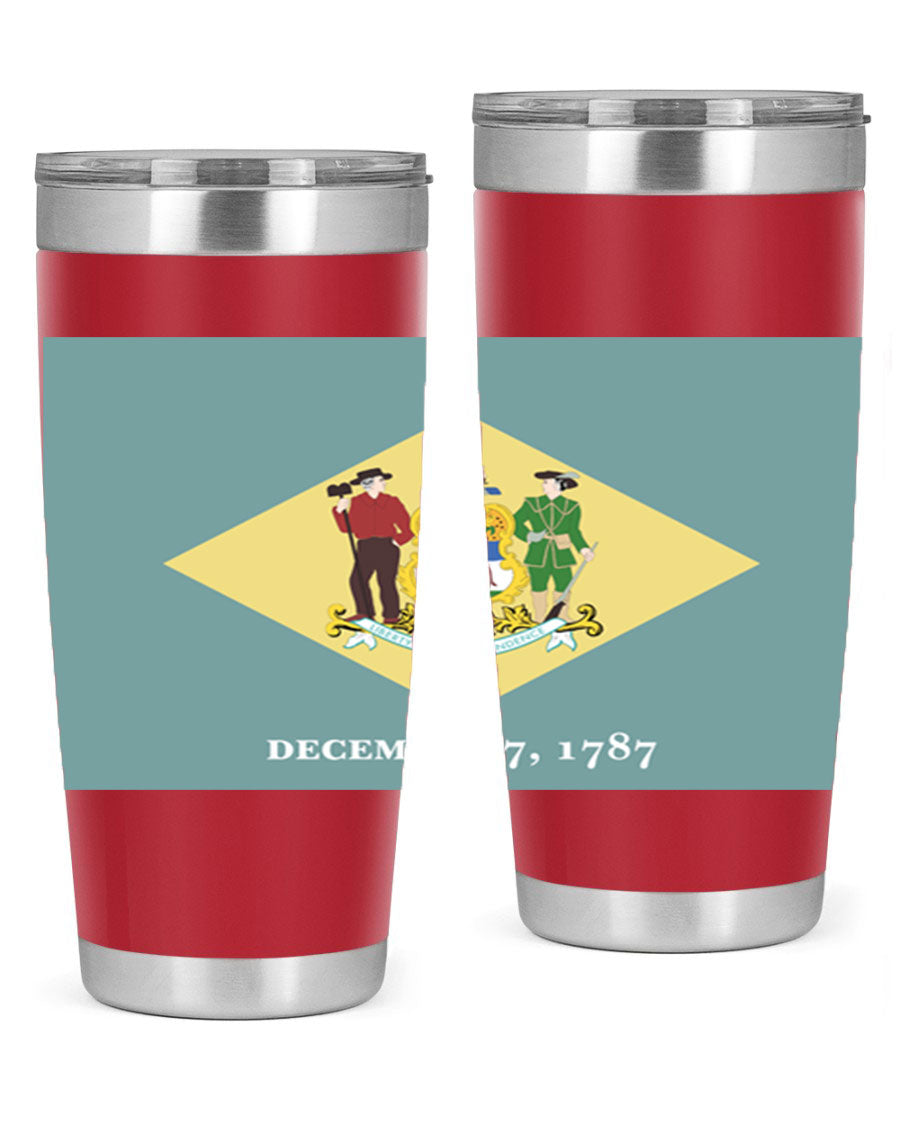 Delaware 44# US Flags Tumbler showcasing its stainless steel design and vibrant print.