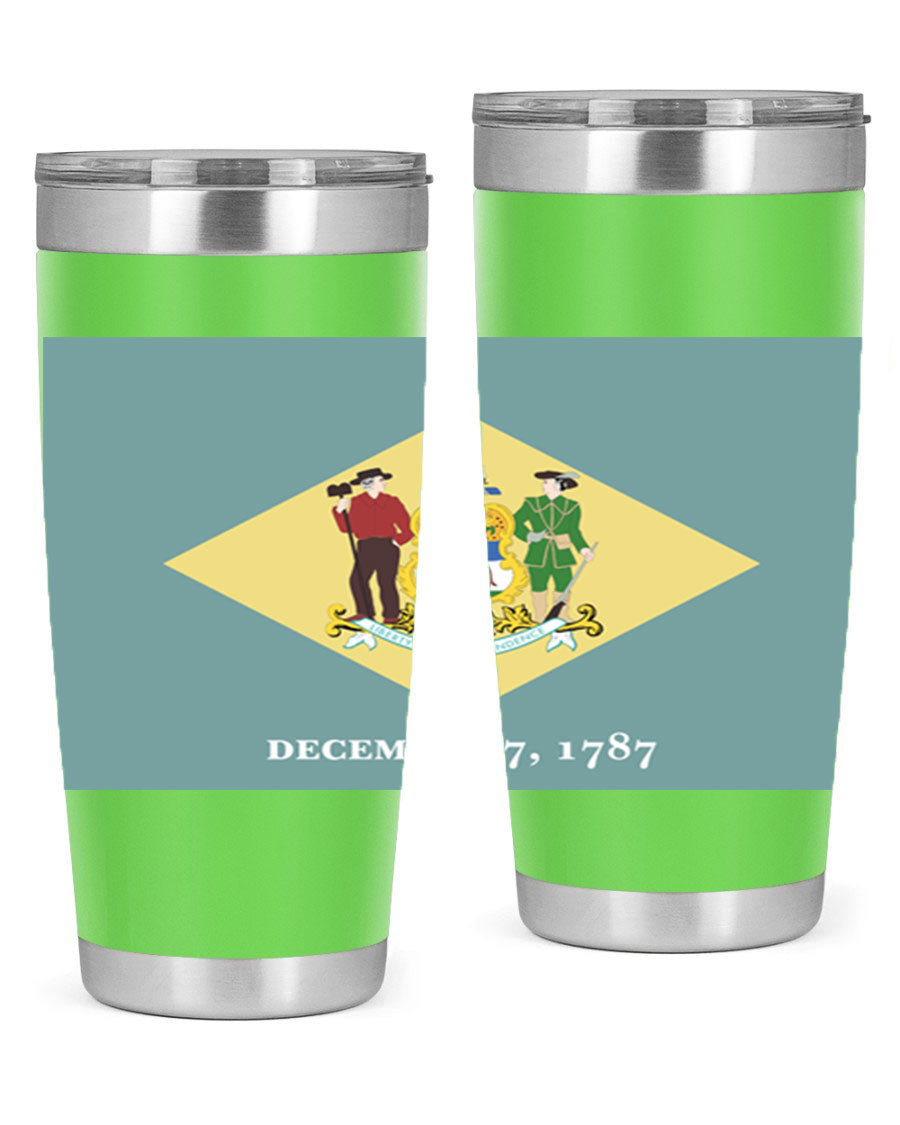 Delaware 44# US Flags Tumbler showcasing its stainless steel design and vibrant print.