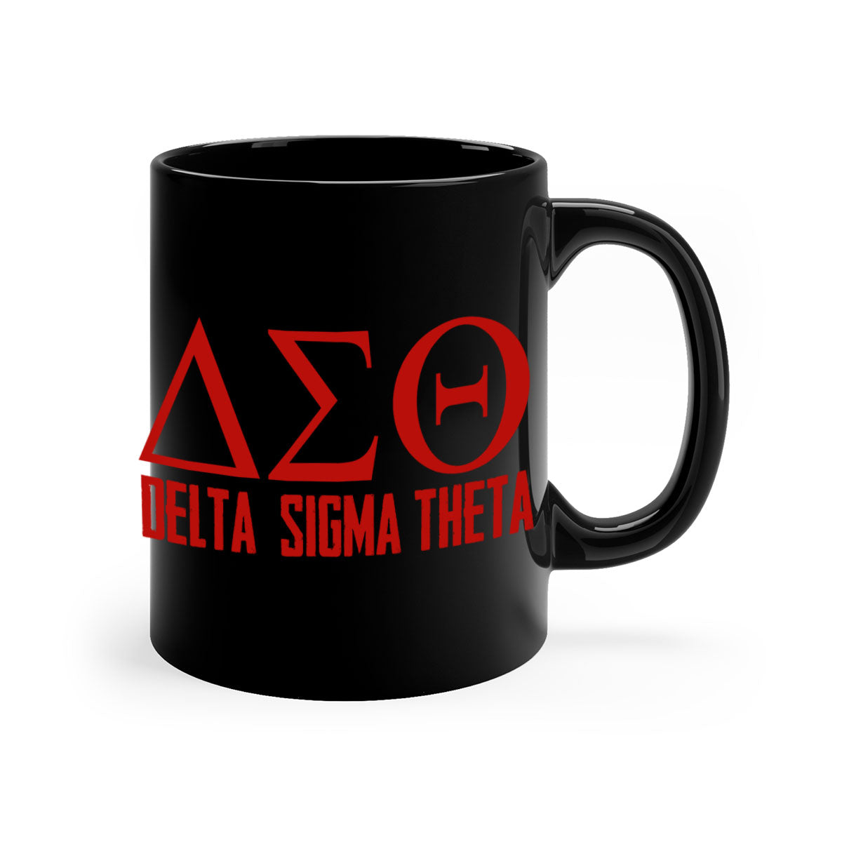 Delta Sigma Theta 2# Mug featuring a glossy finish with a colored handle and interior, available in multiple colors and sizes.
