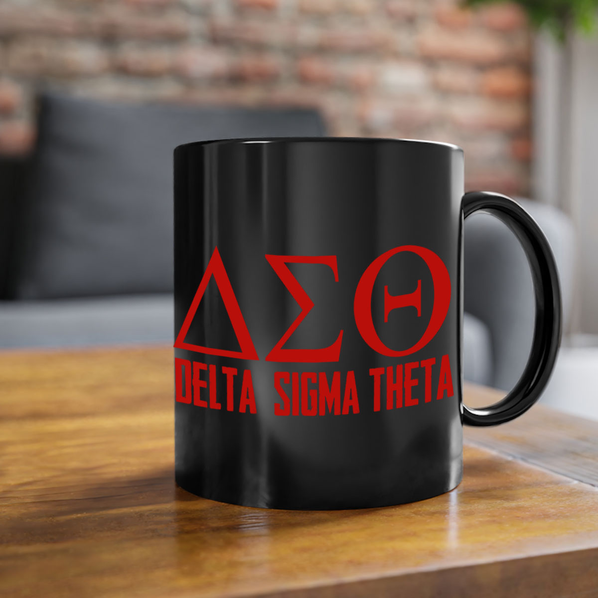 Delta Sigma Theta 2# Mug featuring a glossy finish with a colored handle and interior, available in multiple colors and sizes.