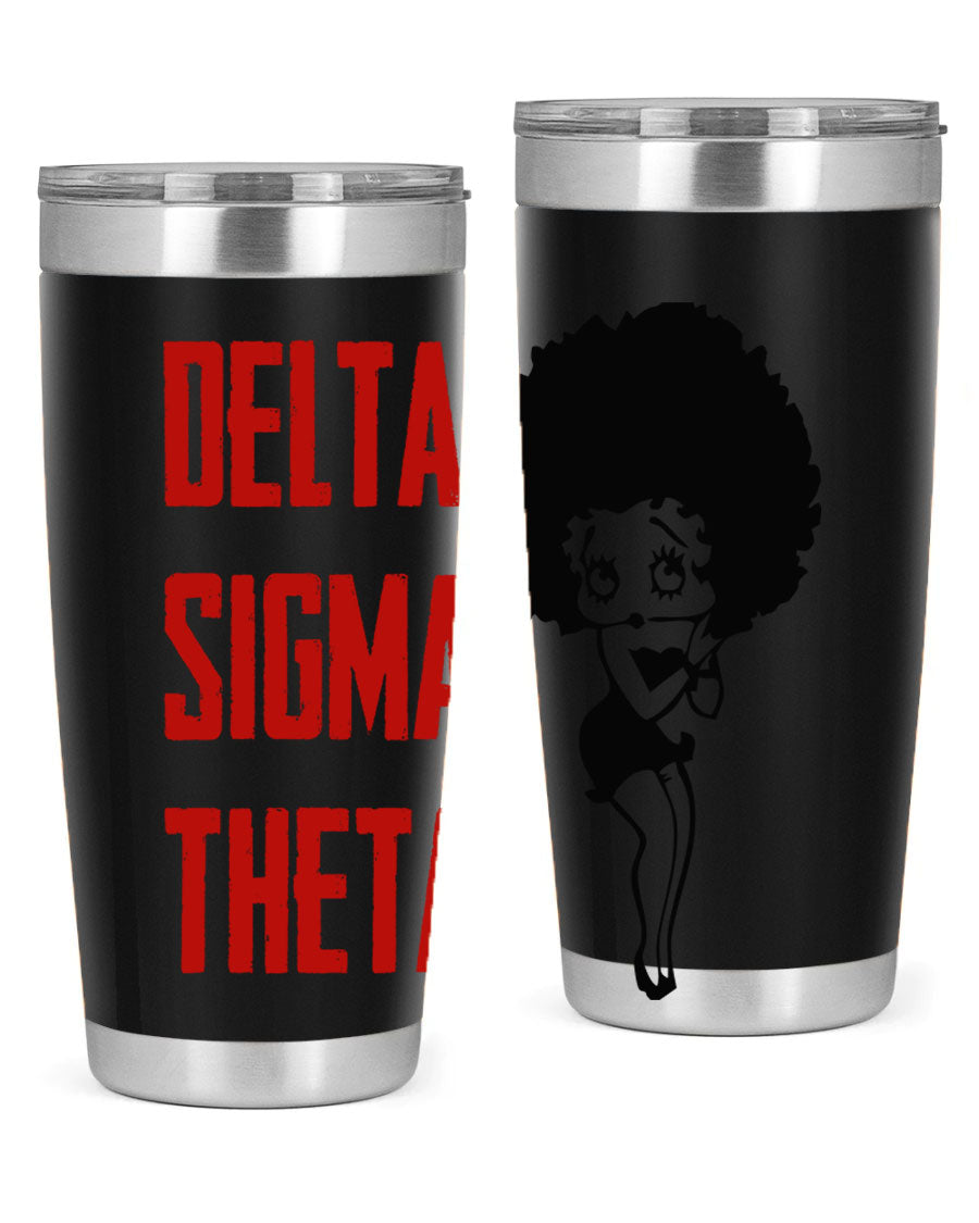 Delta Sigma Theta Cotton Tank featuring bold black phrases, perfect for showcasing sorority pride.