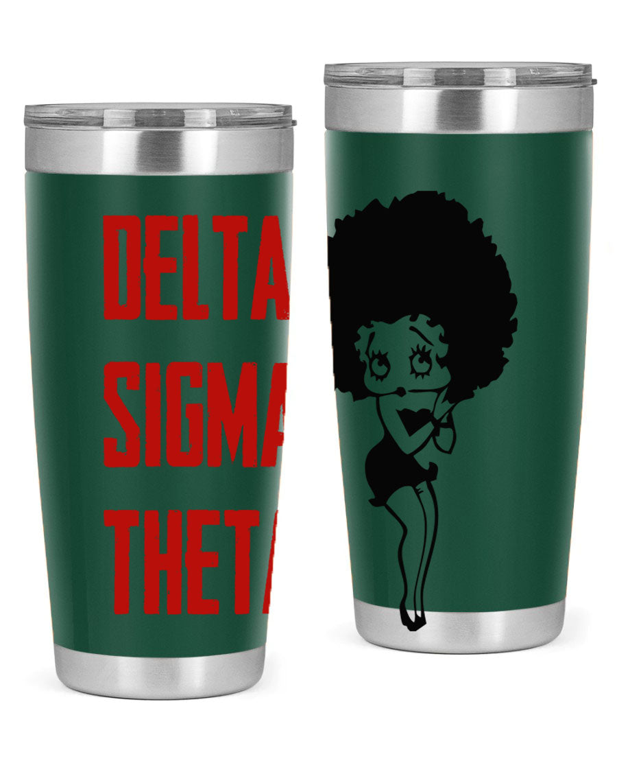 Delta Sigma Theta Cotton Tank featuring bold black phrases, perfect for showcasing sorority pride.