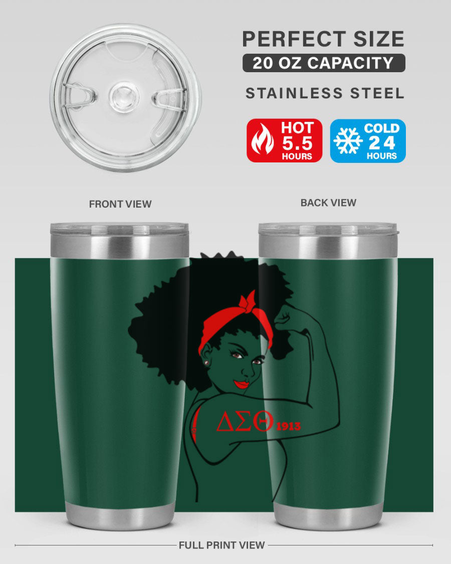 Delta Sigma Theta Cotton Tank featuring bold black phrases, perfect for showcasing sorority pride.