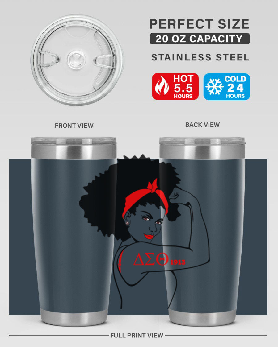 Delta Sigma Theta Cotton Tank featuring bold black phrases, perfect for showcasing sorority pride.