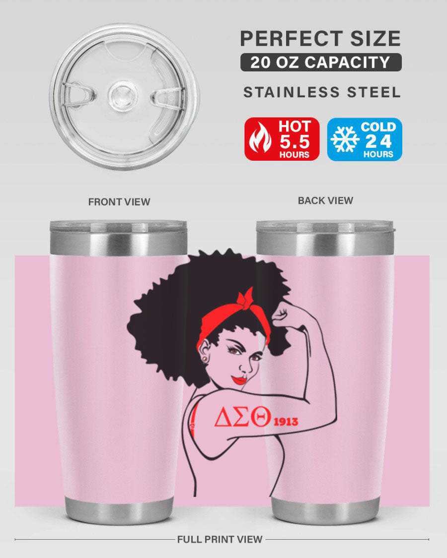 Delta Sigma Theta Cotton Tank featuring bold black phrases, perfect for showcasing sorority pride.