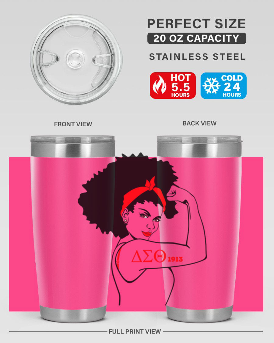 Delta Sigma Theta Cotton Tank featuring bold black phrases, perfect for showcasing sorority pride.