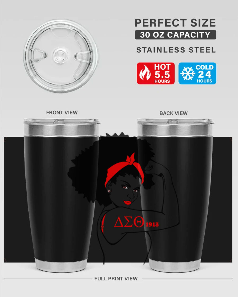 Delta Sigma Theta Cotton Tank featuring bold black phrases, perfect for showcasing sorority pride.