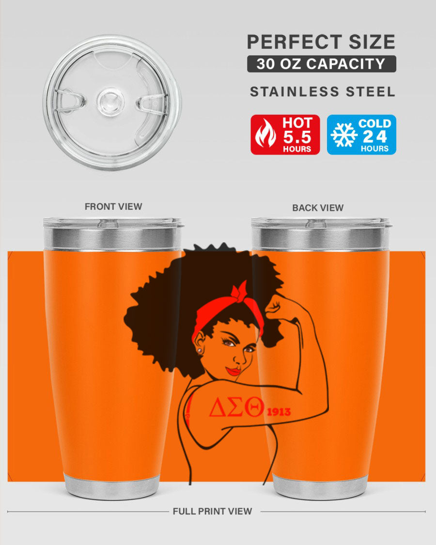 Delta Sigma Theta Cotton Tank featuring bold black phrases, perfect for showcasing sorority pride.