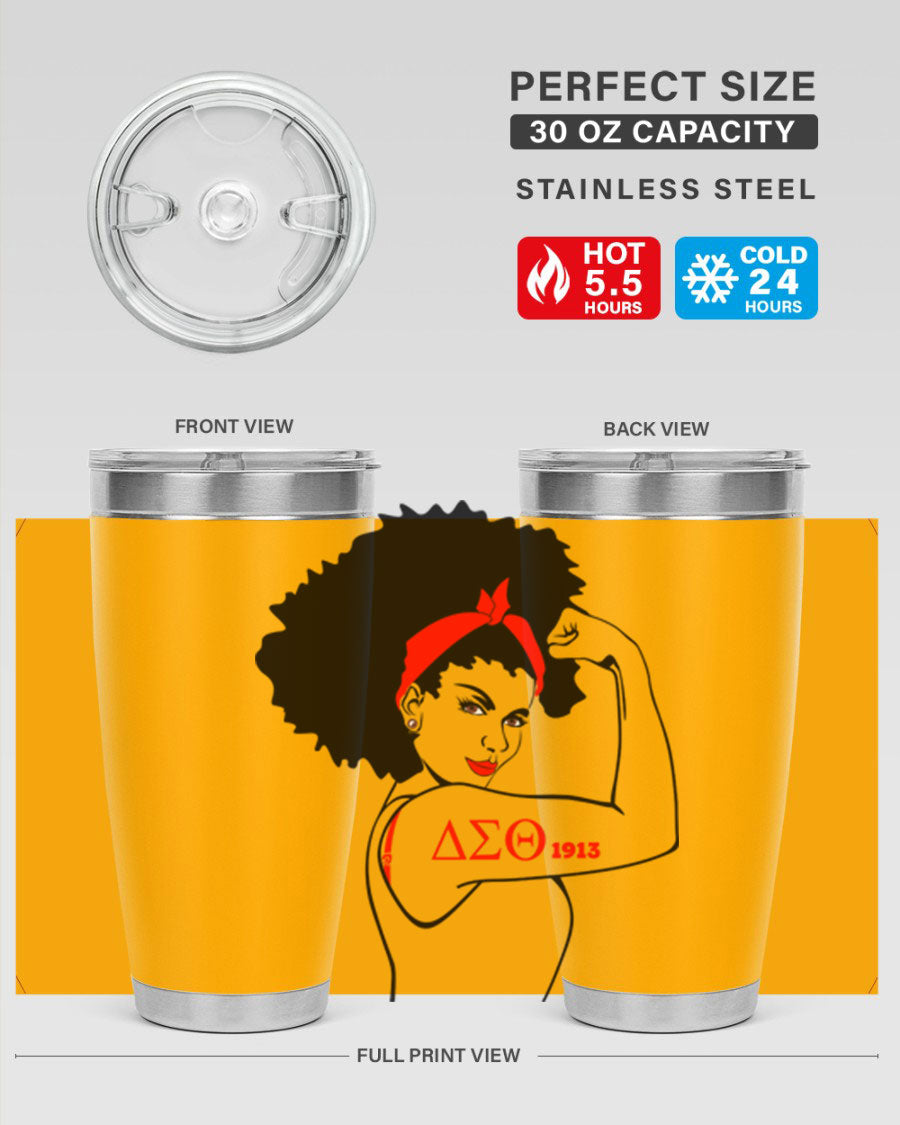 Delta Sigma Theta Cotton Tank featuring bold black phrases, perfect for showcasing sorority pride.