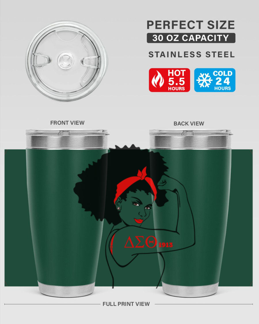 Delta Sigma Theta Cotton Tank featuring bold black phrases, perfect for showcasing sorority pride.