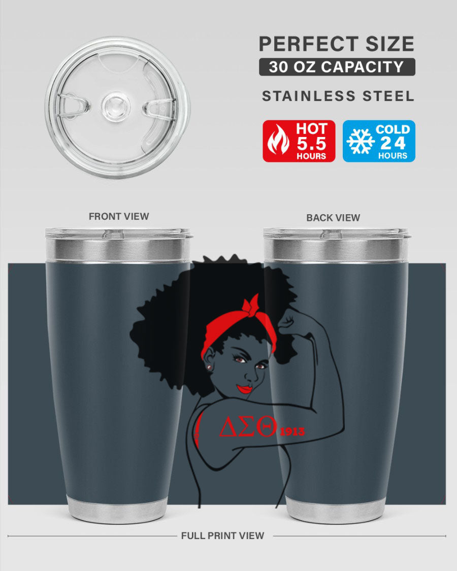 Delta Sigma Theta Cotton Tank featuring bold black phrases, perfect for showcasing sorority pride.