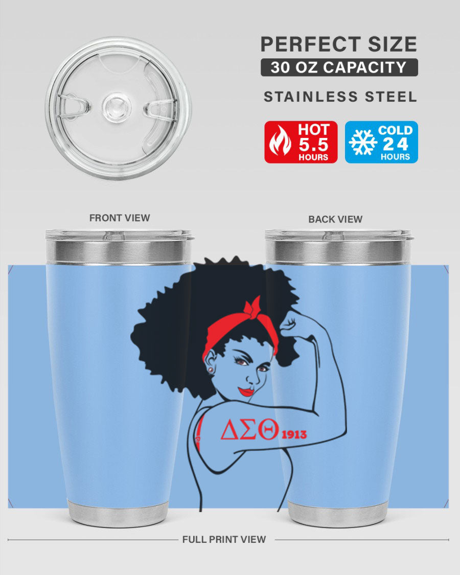 Delta Sigma Theta Cotton Tank featuring bold black phrases, perfect for showcasing sorority pride.