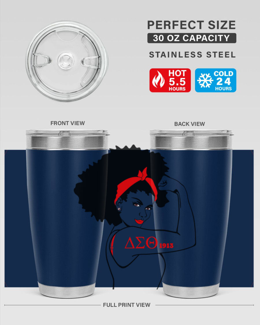 Delta Sigma Theta Cotton Tank featuring bold black phrases, perfect for showcasing sorority pride.