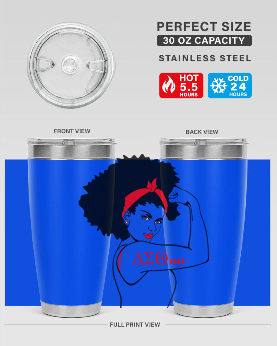 Delta Sigma Theta Cotton Tank featuring bold black phrases, perfect for showcasing sorority pride.