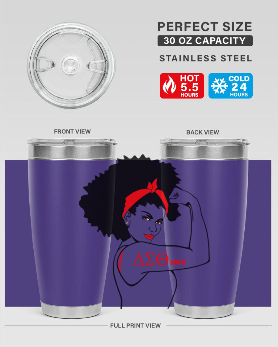 Delta Sigma Theta Cotton Tank featuring bold black phrases, perfect for showcasing sorority pride.