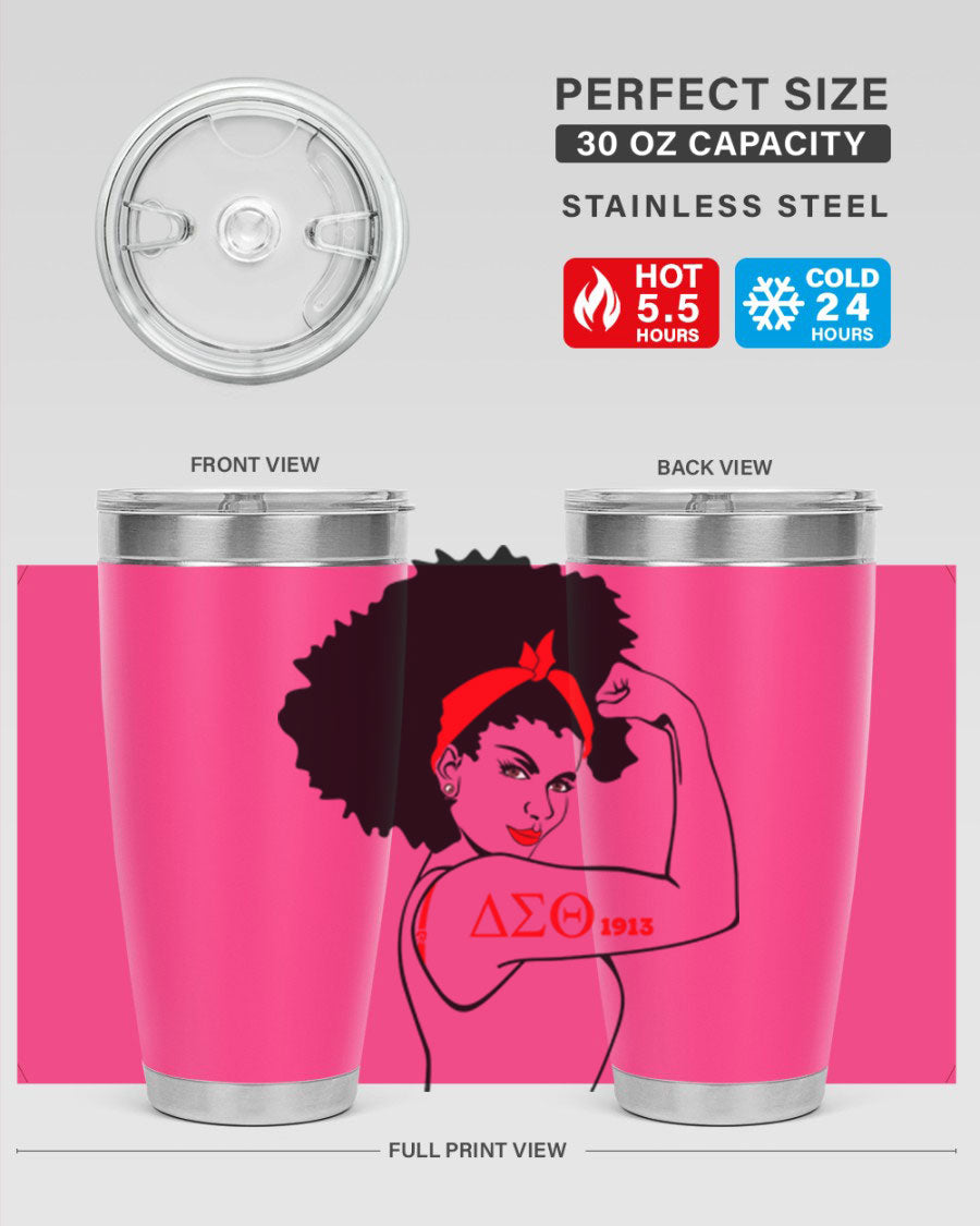 Delta Sigma Theta Cotton Tank featuring bold black phrases, perfect for showcasing sorority pride.