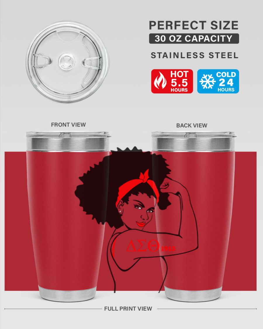 Delta Sigma Theta Cotton Tank featuring bold black phrases, perfect for showcasing sorority pride.