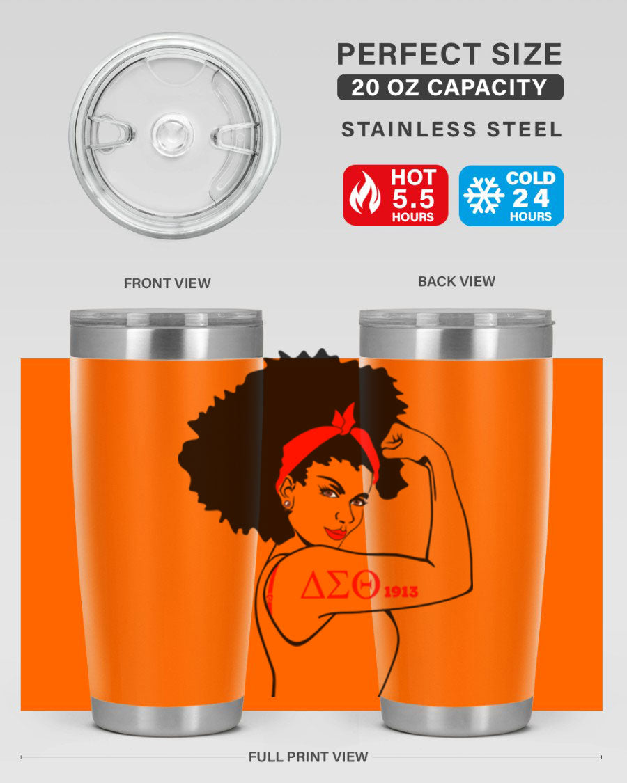 Delta Sigma Theta Cotton Tank featuring bold black phrases, perfect for showcasing sorority pride.