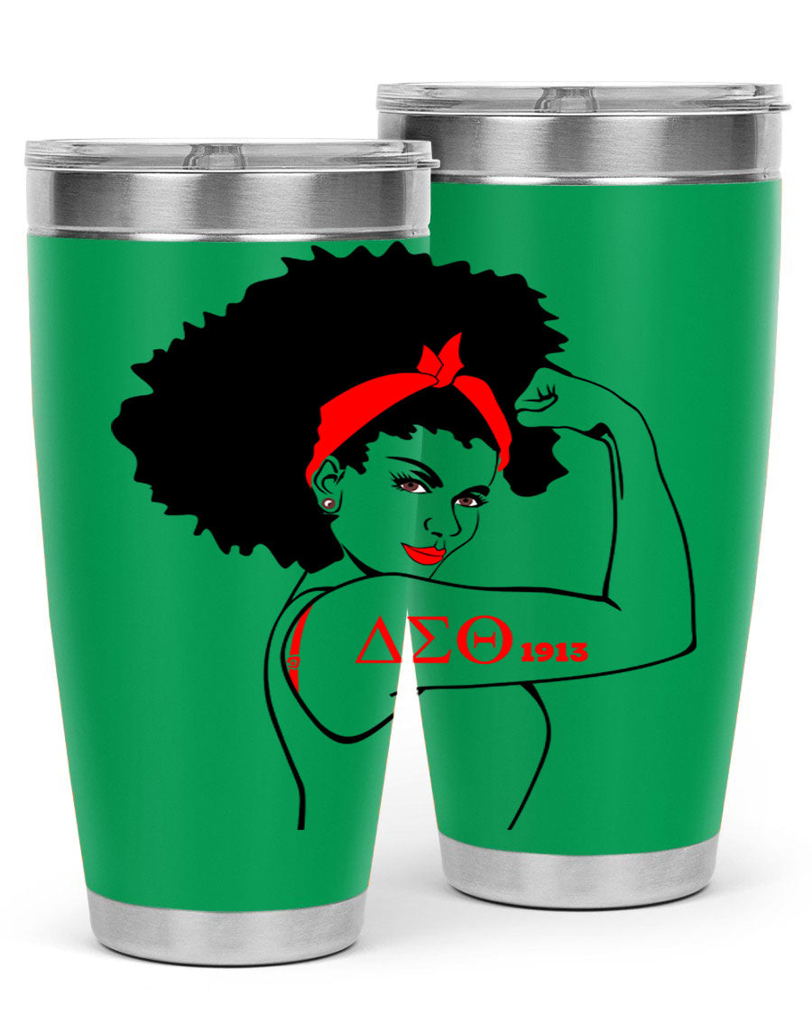 Delta Sigma Theta Cotton Tank featuring bold black phrases, perfect for showcasing sorority pride.