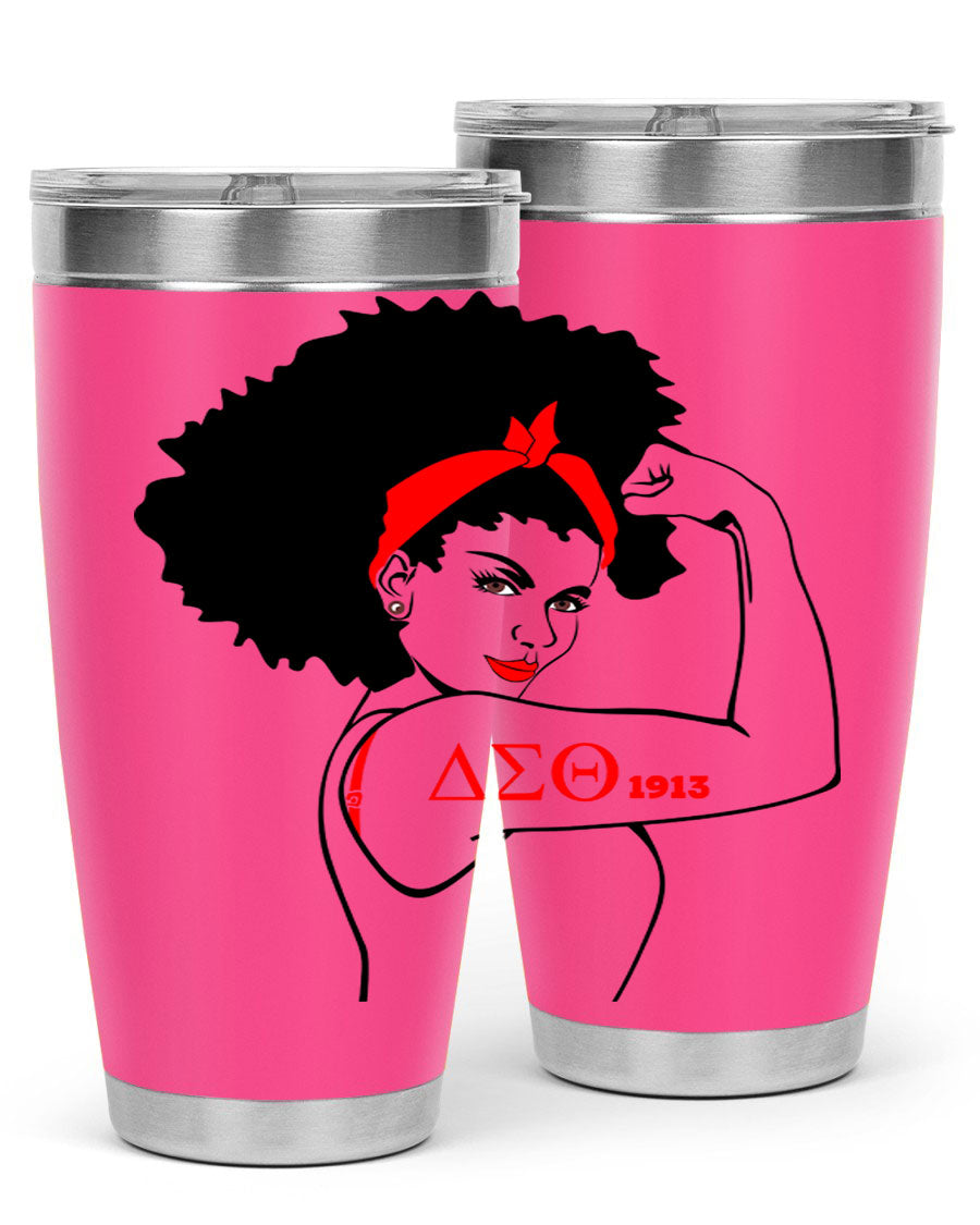 Delta Sigma Theta Cotton Tank featuring bold black phrases, perfect for showcasing sorority pride.