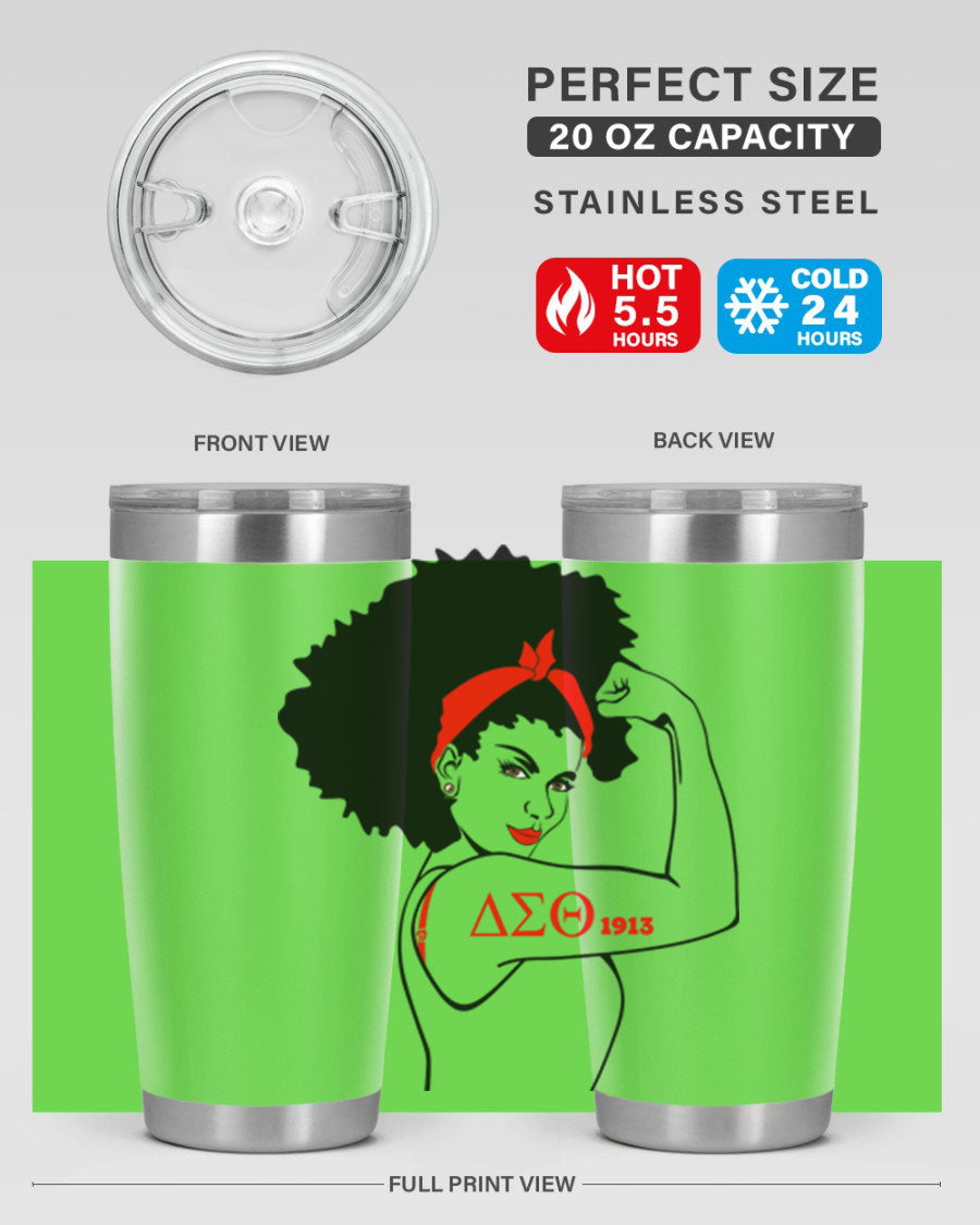 Delta Sigma Theta Cotton Tank featuring bold black phrases, perfect for showcasing sorority pride.